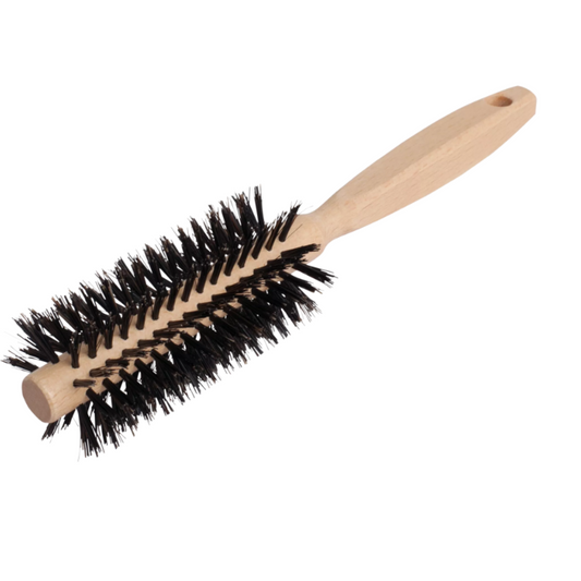 Cepillo cabello redondo madera y cerdas 21 cm